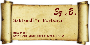 Szklenár Barbara névjegykártya